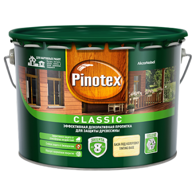 Пинотекс Классик (Pinotex Classic) — краска-антисептик для защиты древесины 9 л.