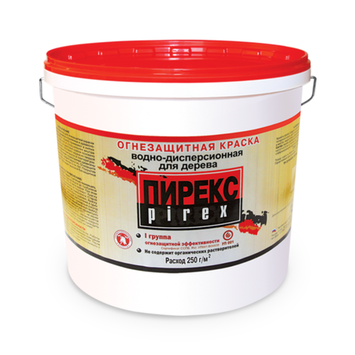 Краска огнезащитная для древесины Pirex, водно-дисперсионная, I группа, 12 кг