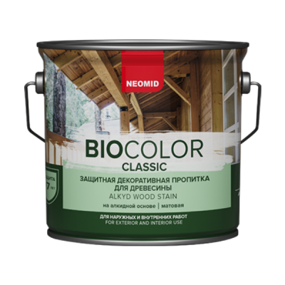 Neomid Bio Color Classik, декоративная пропитка для защиты дерева, 9 л