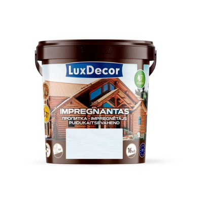  Luxdecor Plus, водорастворимая защитная пропитка для дерева, 1 л, Белый